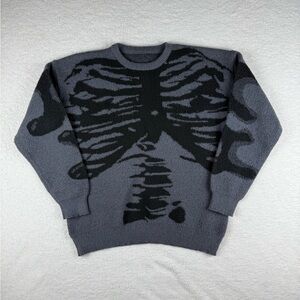 Skeleton Men’s Large Knit Pullover Sweater Crew Neck Long Sleeve Y2K Streetwear